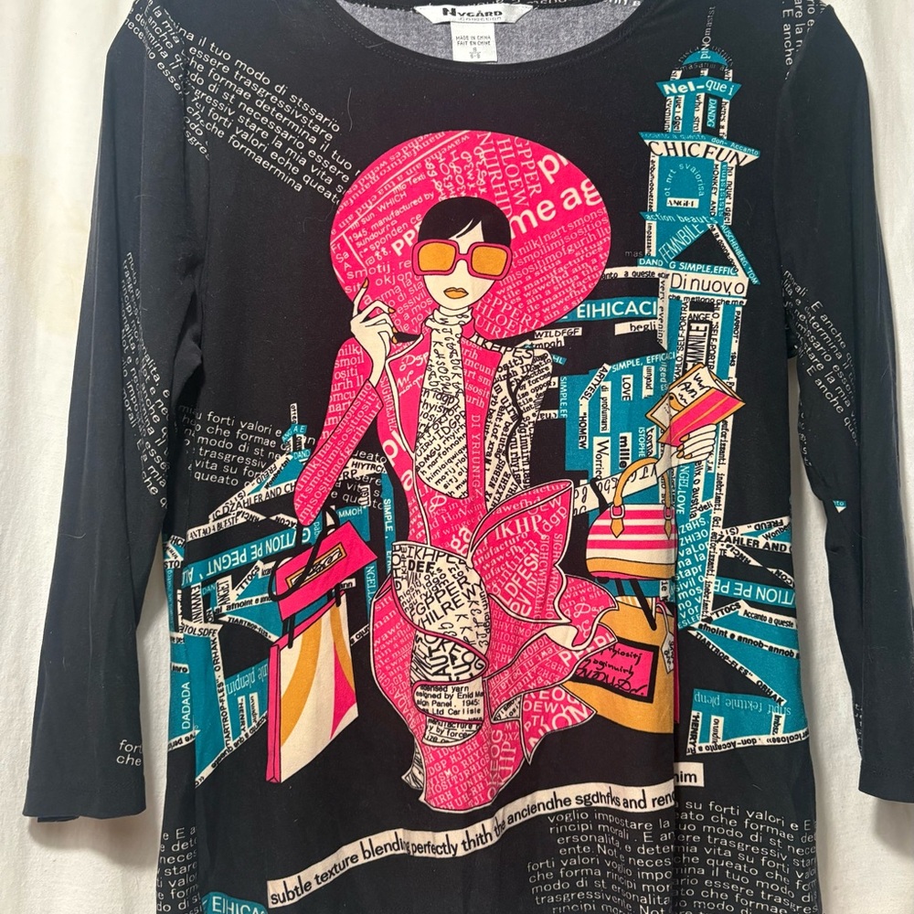 Peter Nygard Women's Top Stretch 3/4 Sleeve Multicolor Size S